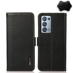 KHAZNEH Side-Magnetic Litchi Genuine Leather RFID Case, For OPPO Reno5 A JP Version, For OPPO Reno6 Pro 5G, For OPPO Reno6 Pro+ 5G, For OPPO Reno6 5G, For OPPO Reno7 5G, For OPPO Reno7 Pro 5G