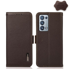 KHAZNEH Side-Magnetic Litchi Genuine Leather RFID Case, For OPPO Reno5 A JP Version, For OPPO Reno6 Pro 5G, For OPPO Reno6 Pro+ 5G, For OPPO Reno6 5G, For OPPO Reno7 5G, For OPPO Reno7 Pro 5G