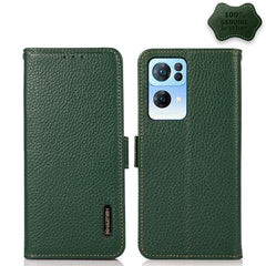 KHAZNEH Side-Magnetic Litchi Genuine Leather RFID Case, For OPPO Reno5 A JP Version, For OPPO Reno6 Pro 5G, For OPPO Reno6 Pro+ 5G, For OPPO Reno6 5G, For OPPO Reno7 5G, For OPPO Reno7 Pro 5G