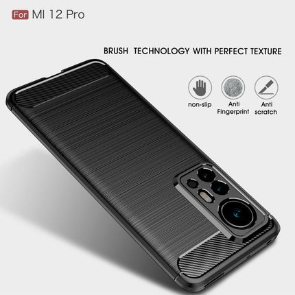 Brushed Texture Carbon Fiber TPU Phone Case, For Xiaomi 12 Pro 5G, For Xiaomi Mi 12 Ultra 5G