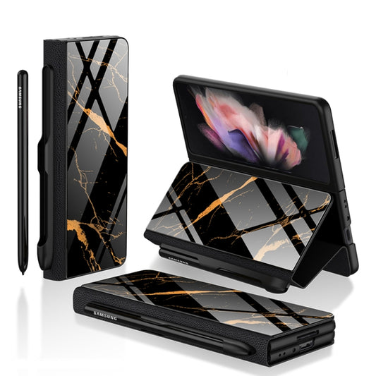 GKK Flip Tempered Glass Painted Phone Case with Pen Slot