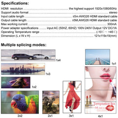 1080P 2 x 2 HDMI + DVI to 4 HDMI Ports Video Wall Controller, 1080P