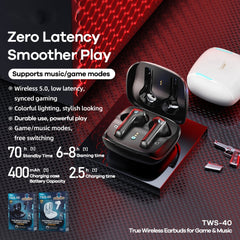 REMAX TWS-40 True Wireless Music Gaming Bluetooth Earphone