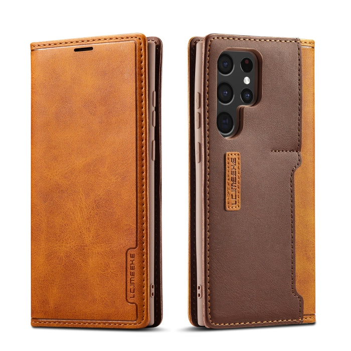 LC.IMEEKE LC-001 Series PU + TPU Color Matching Frosted Leather Phone Case, For Samsung Galaxy S22 Ultra 5G