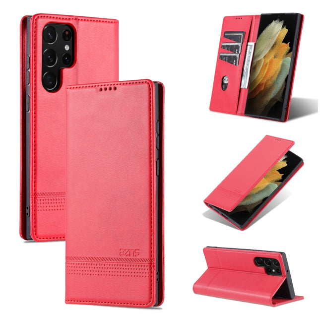 AZNS Magnetic Calf Texture Horizontal Flip Leather Phone Case, For Samsung Galaxy S22 Ultra 5G