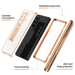 Electroplated Armor Cross Texture Phone Case, For Samsung Galaxy Z Fold3 5G, For Samsung Galaxy Z Fold2 5G