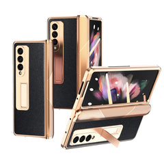 Electroplated Armor Cross Texture Phone Case, For Samsung Galaxy Z Fold3 5G, For Samsung Galaxy Z Fold2 5G