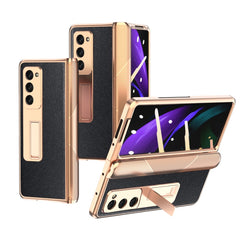 Electroplated Armor Cross Texture Phone Case, For Samsung Galaxy Z Fold3 5G, For Samsung Galaxy Z Fold2 5G