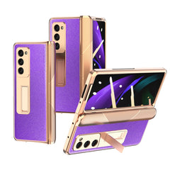 Electroplated Armor Cross Texture Phone Case, For Samsung Galaxy Z Fold3 5G, For Samsung Galaxy Z Fold2 5G