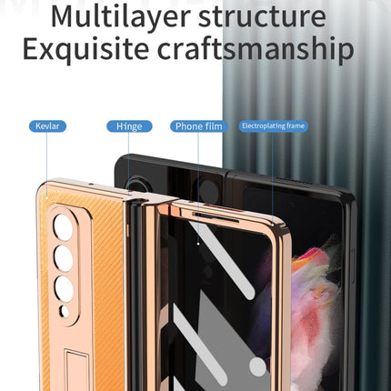 Electroplated Hinge Pen Slot Kevlar Phone Case, For Samsung Galaxy Z Fold3 5G