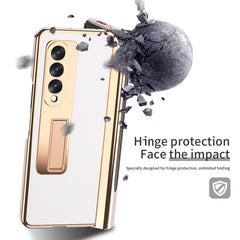 Electroplated Hinge Pen Slot Lychee Phone Case, For Samsung Galaxy Z Fold3 5G