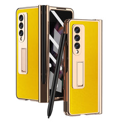 Electroplated Hinge Pen Slot Cross Phone Case, For Samsung Galaxy Z Fold3 5G