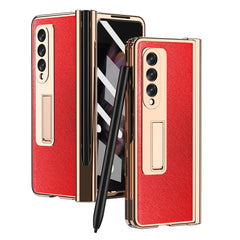 Electroplated Hinge Pen Slot Cross Phone Case, For Samsung Galaxy Z Fold3 5G