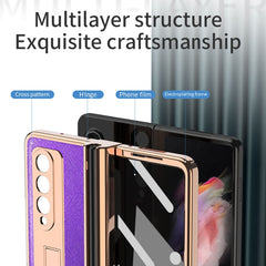 Electroplated Hinge Pen Slot Cross Phone Case, For Samsung Galaxy Z Fold3 5G