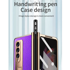 Electroplated Hinge Pen Slot Cross Phone Case, For Samsung Galaxy Z Fold3 5G