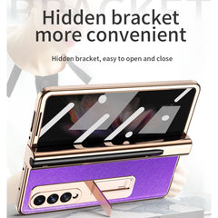 Electroplated Hinge Pen Slot Cross Phone Case, For Samsung Galaxy Z Fold3 5G