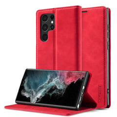 LC.IMEEKE Soft PU + TPU Magnetic Skin-friendly Feeling Leather Phone Case, For Samsung Galaxy S22 Ultra, For Samsung Galaxy S22