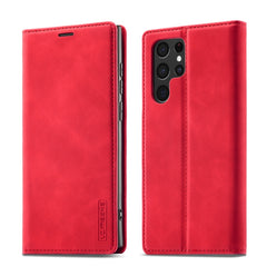 LC.IMEEKE Soft PU + TPU Magnetic Skin-friendly Feeling Leather Phone Case, For Samsung Galaxy S22 Ultra, For Samsung Galaxy S22