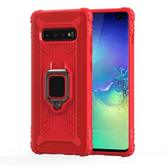 Carbon Fiber Protective Case with 360 Degree Rotating Ring Holder, For Galaxy S10+, For Galaxy S10