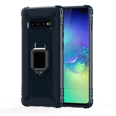 Carbon Fiber Protective Case with 360 Degree Rotating Ring Holder, For Galaxy S10+, For Galaxy S10