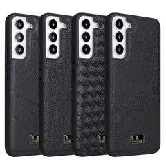 Fierre Shann Leather Texture Phone Back Cover Case, For Samsung Galaxy S22 5G, For Samsung Galaxy S22+ 5G, For Samsung Galaxy S22 Ultra 5G