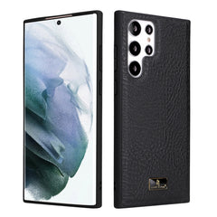 Fierre Shann Leather Texture Phone Back Cover Case, For Samsung Galaxy S22 5G, For Samsung Galaxy S22+ 5G, For Samsung Galaxy S22 Ultra 5G