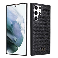 Fierre Shann Leather Texture Phone Back Cover Case, For Samsung Galaxy S22 5G, For Samsung Galaxy S22+ 5G, For Samsung Galaxy S22 Ultra 5G