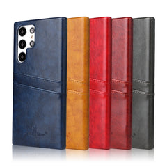 Fierre Shann Retro Oil Wax Texture PU Leather Phone Case with Card Slots, For Samsung Galaxy S22 Ultra 5G, For Samsung Galaxy S22+ 5G, For Samsung Galaxy S22 5G