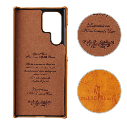 Fierre Shann Retro Oil Wax Texture PU Leather Phone Case with Card Slots, For Samsung Galaxy S22 Ultra 5G, For Samsung Galaxy S22+ 5G, For Samsung Galaxy S22 5G