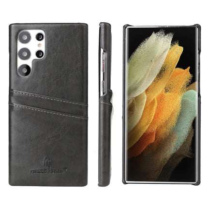 Fierre Shann Retro Oil Wax Texture PU Leather Phone Case with Card Slots, For Samsung Galaxy S22 Ultra 5G, For Samsung Galaxy S22+ 5G, For Samsung Galaxy S22 5G