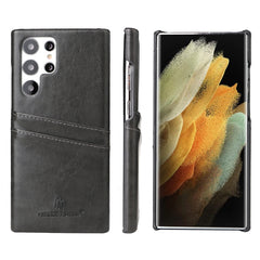 Fierre Shann Retro Oil Wax Texture PU Leather Phone Case with Card Slots, For Samsung Galaxy S22 Ultra 5G, For Samsung Galaxy S22+ 5G, For Samsung Galaxy S22 5G