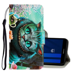 3D Colored Drawing Horizontal Flip PU Leather Case with Holder & Card Slots & Wallet, For Huawei Y5 2018