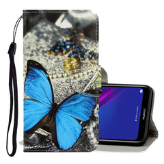 3D Colored Drawing Horizontal Flip PU Leather Case with Holder & Card Slots & Wallet, For Huawei Y5 2019