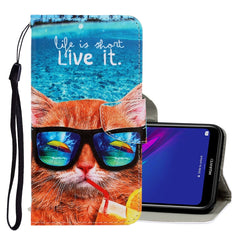 3D Colored Drawing Horizontal Flip PU Leather Case with Holder & Card Slots & Wallet