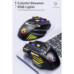 iMICE GW-X7 2.4G + Bluetooth Dual Mode 7-button Silent Rechargeable Wireless Gaming Mouse with Colorful RGB Lights, GW-X7 2.4G + Bluetooth