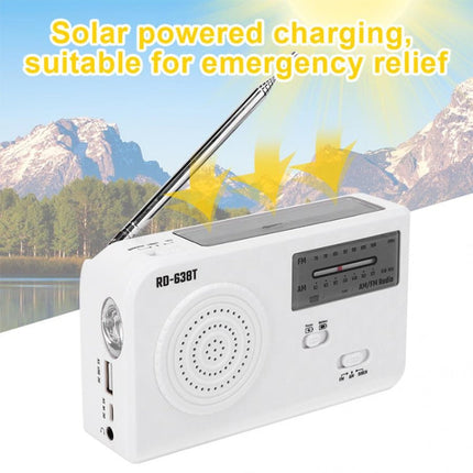 RD-638T Two-band Solar Powered AM / FM Radio Player Flashlight with Dynamo Function