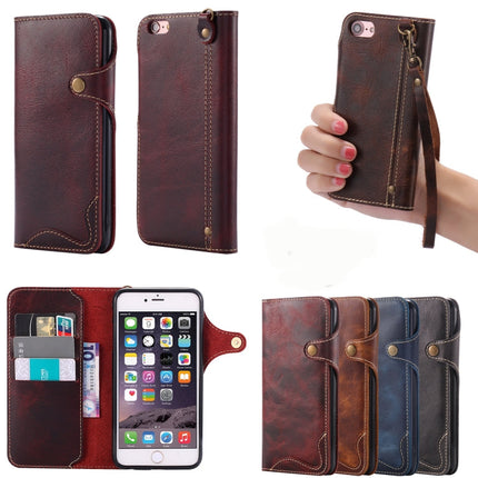 Denior Oil Wax Cowhide Magnetic Button Horizontal Flip Leather Case with Card Slots & Wallet, For iPhone 6, For iPhone 6 Plus / 6s Plus, For iPhone 7 / 8, For iPhone 7 Plus / 8 Plus, For iPhone X / XS, For Galaxy S8