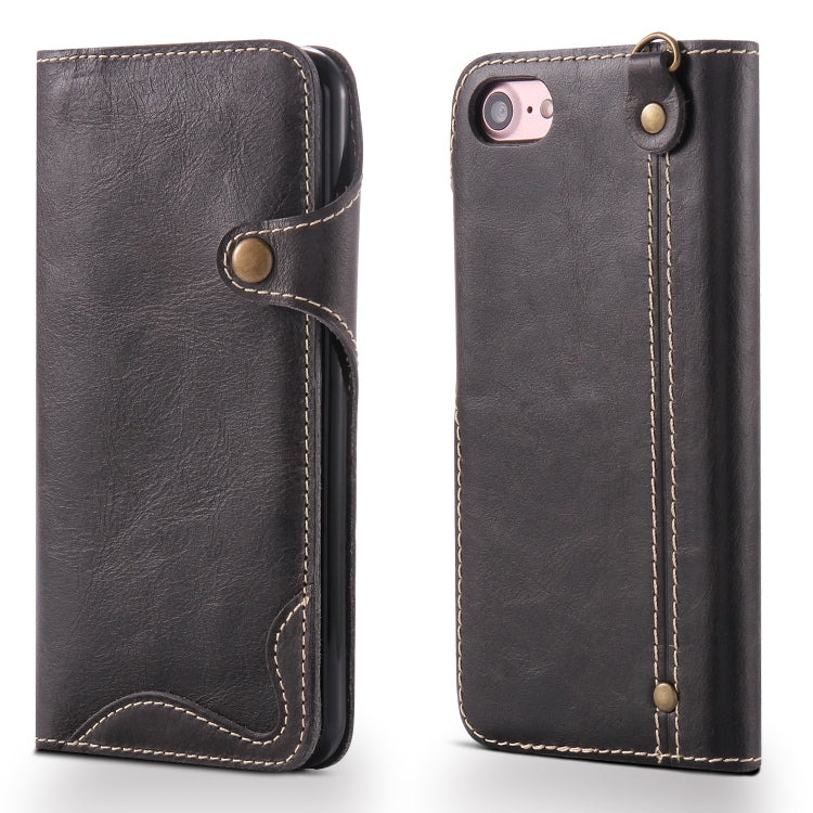 Denior Oil Wax Cowhide Magnetic Button Horizontal Flip Leather Case with Card Slots & Wallet, For iPhone 6, For iPhone 6 Plus / 6s Plus, For iPhone 7 / 8, For iPhone 7 Plus / 8 Plus, For iPhone X / XS, For Galaxy S8, For iPhone XR, For Galaxy S8 Plus