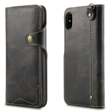 Denior Oil Wax Cowhide Magnetic Button Horizontal Flip Leather Case with Card Slots & Wallet, For iPhone 6, For iPhone 6 Plus / 6s Plus, For iPhone 7 / 8, For iPhone 7 Plus / 8 Plus, For iPhone X / XS, For Galaxy S8
