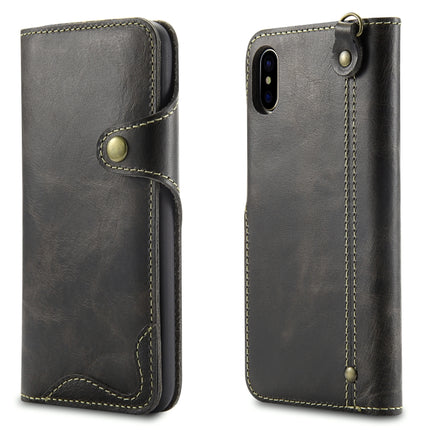 Denior Oil Wax Cowhide Magnetic Button Horizontal Flip Leather Case with Card Slots & Wallet, For iPhone 6, For iPhone 6 Plus / 6s Plus, For iPhone 7 / 8, For iPhone 7 Plus / 8 Plus, For iPhone X / XS, For Galaxy S8