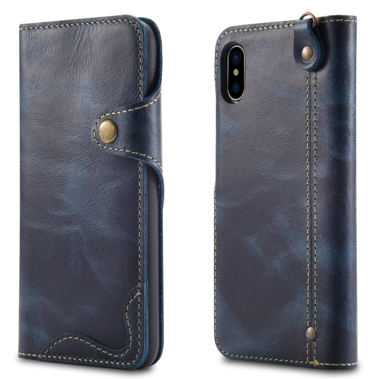 Denior Oil Wax Cowhide Magnetic Button Horizontal Flip Leather Case with Card Slots & Wallet, For iPhone 6, For iPhone 6 Plus / 6s Plus, For iPhone 7 / 8, For iPhone 7 Plus / 8 Plus, For iPhone X / XS, For Galaxy S8, For iPhone XR, For Galaxy S8 Plus