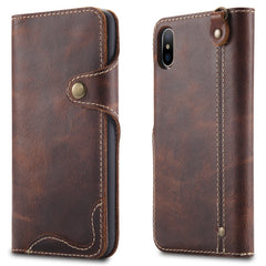 Denior Oil Wax Cowhide Magnetic Button Horizontal Flip Leather Case with Card Slots & Wallet, For iPhone 6, For iPhone 6 Plus / 6s Plus, For iPhone 7 / 8, For iPhone 7 Plus / 8 Plus, For iPhone X / XS, For Galaxy S8