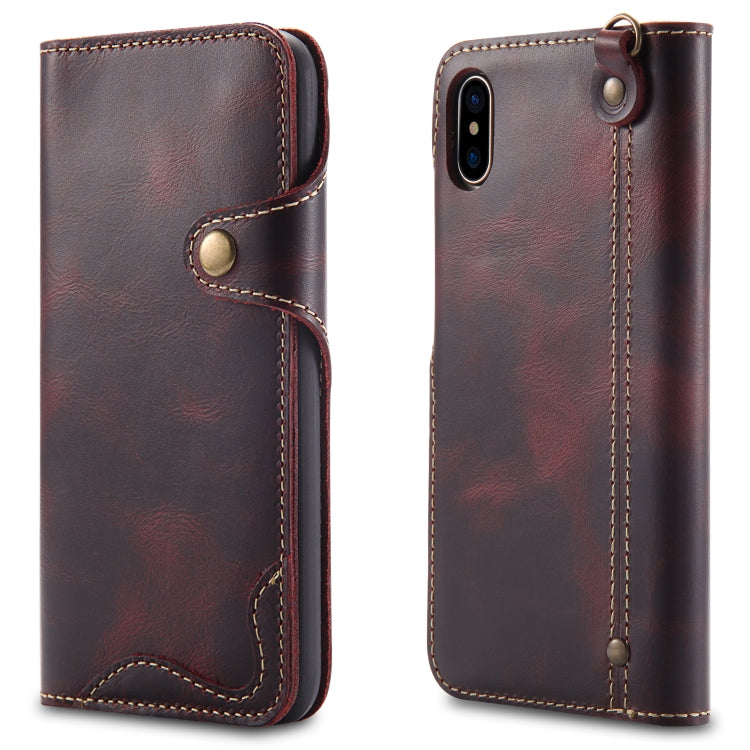 Denior Oil Wax Cowhide Magnetic Button Horizontal Flip Leather Case with Card Slots & Wallet, For iPhone 6, For iPhone 6 Plus / 6s Plus, For iPhone 7 / 8, For iPhone 7 Plus / 8 Plus, For iPhone X / XS, For Galaxy S8, For iPhone XR, For Galaxy S8 Plus