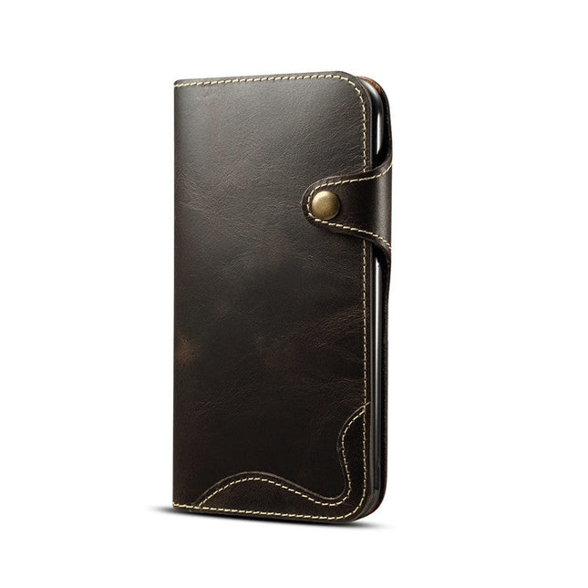 Denior Oil Wax Cowhide Magnetic Button Horizontal Flip Leather Case with Card Slots & Wallet, For iPhone XR, For Galaxy S8 Plus, For iPhone XS Max, For Galaxy S9, For Galaxy S9 Plus, For Galaxy Note 8