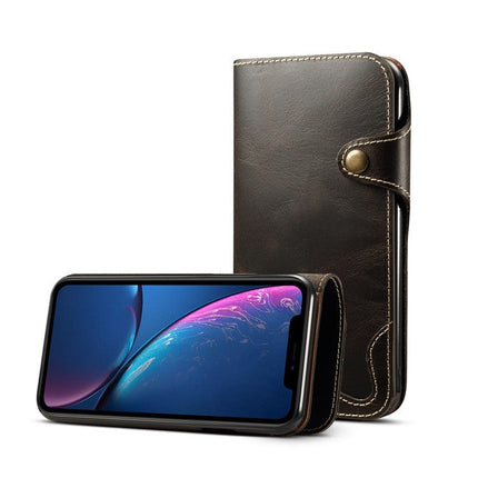 Denior Oil Wax Cowhide Magnetic Button Horizontal Flip Leather Case with Card Slots & Wallet, For iPhone XR, For Galaxy S8 Plus, For iPhone XS Max, For Galaxy S9, For Galaxy S9 Plus, For Galaxy Note 8