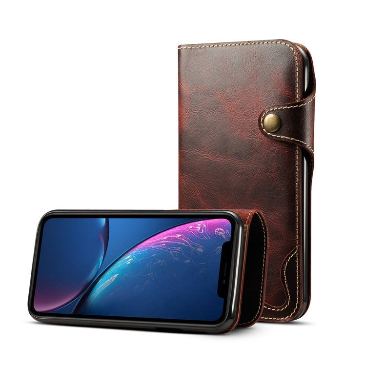 Denior Oil Wax Cowhide Magnetic Button Horizontal Flip Leather Case with Card Slots & Wallet, For iPhone 6, For iPhone 6 Plus / 6s Plus, For iPhone 7 / 8, For iPhone 7 Plus / 8 Plus, For iPhone X / XS, For Galaxy S8, For iPhone XR, For Galaxy S8 Plus