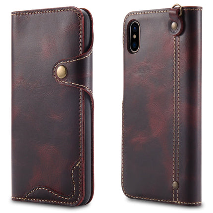 Denior Oil Wax Cowhide Magnetic Button Horizontal Flip Leather Case with Card Slots & Wallet, For iPhone XR, For Galaxy S8 Plus, For iPhone XS Max, For Galaxy S9, For Galaxy S9 Plus, For Galaxy Note 8