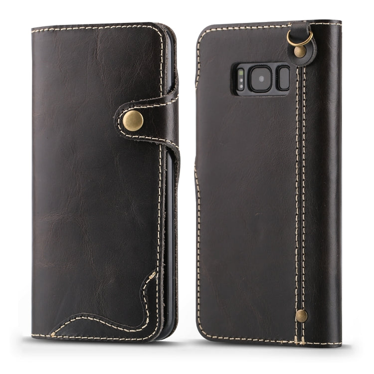 Denior Oil Wax Cowhide Magnetic Button Horizontal Flip Leather Case with Card Slots & Wallet, For iPhone 6, For iPhone 6 Plus / 6s Plus, For iPhone 7 / 8, For iPhone 7 Plus / 8 Plus, For iPhone X / XS, For Galaxy S8, For iPhone XR, For Galaxy S8 Plus