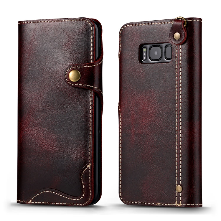 Denior Oil Wax Cowhide Magnetic Button Horizontal Flip Leather Case with Card Slots & Wallet, For iPhone 6, For iPhone 6 Plus / 6s Plus, For iPhone 7 / 8, For iPhone 7 Plus / 8 Plus, For iPhone X / XS, For Galaxy S8, For iPhone XR, For Galaxy S8 Plus