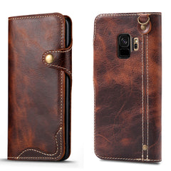 Denior Oil Wax Cowhide Magnetic Button Horizontal Flip Leather Case with Card Slots & Wallet, For iPhone XR, For Galaxy S8 Plus, For iPhone XS Max, For Galaxy S9, For Galaxy S9 Plus, For Galaxy Note 8